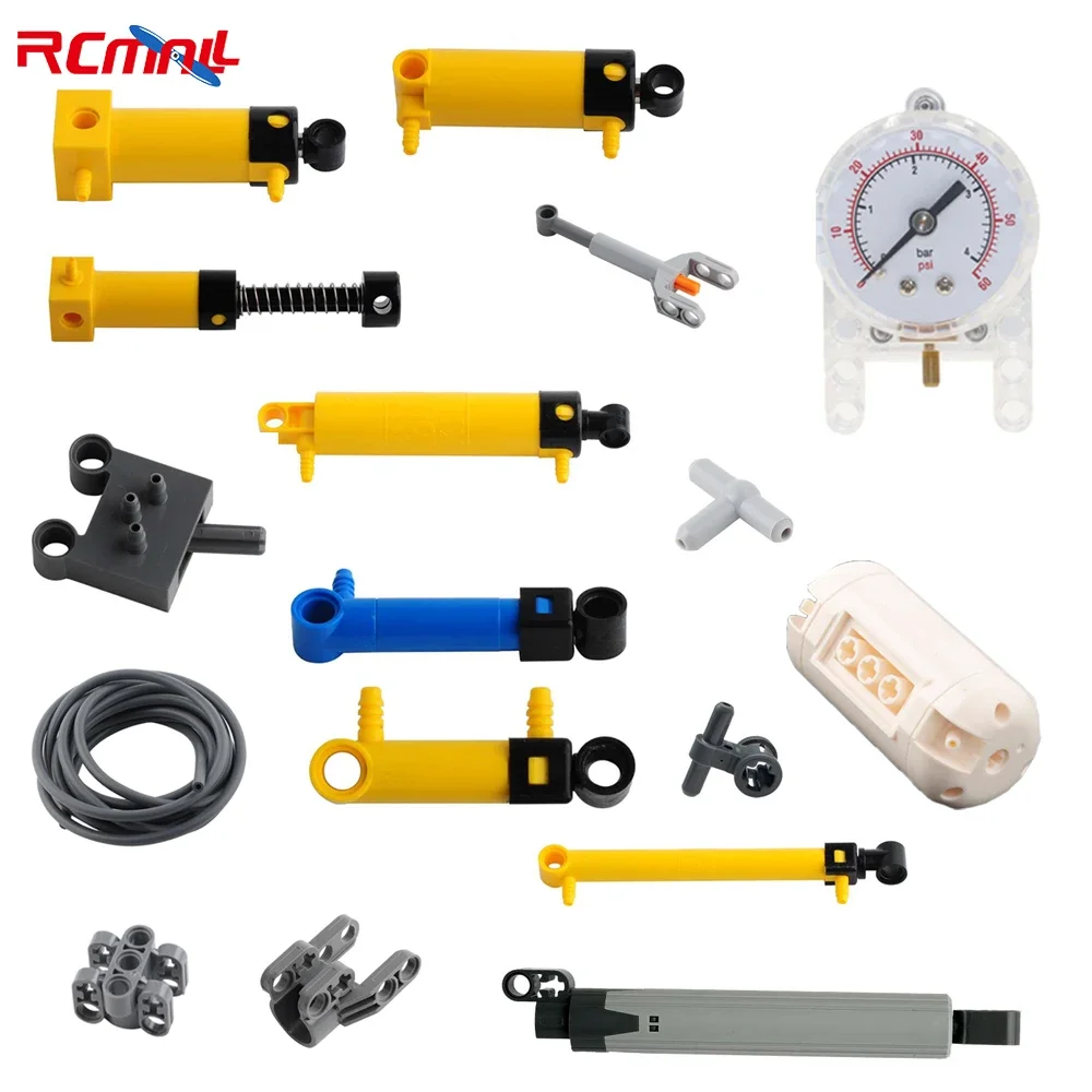 

MOC Building Blocks Pneumatic Parts Barometer Pump Cylinder Push Rod Switch Hose Air Tank Compatible with Legoeds