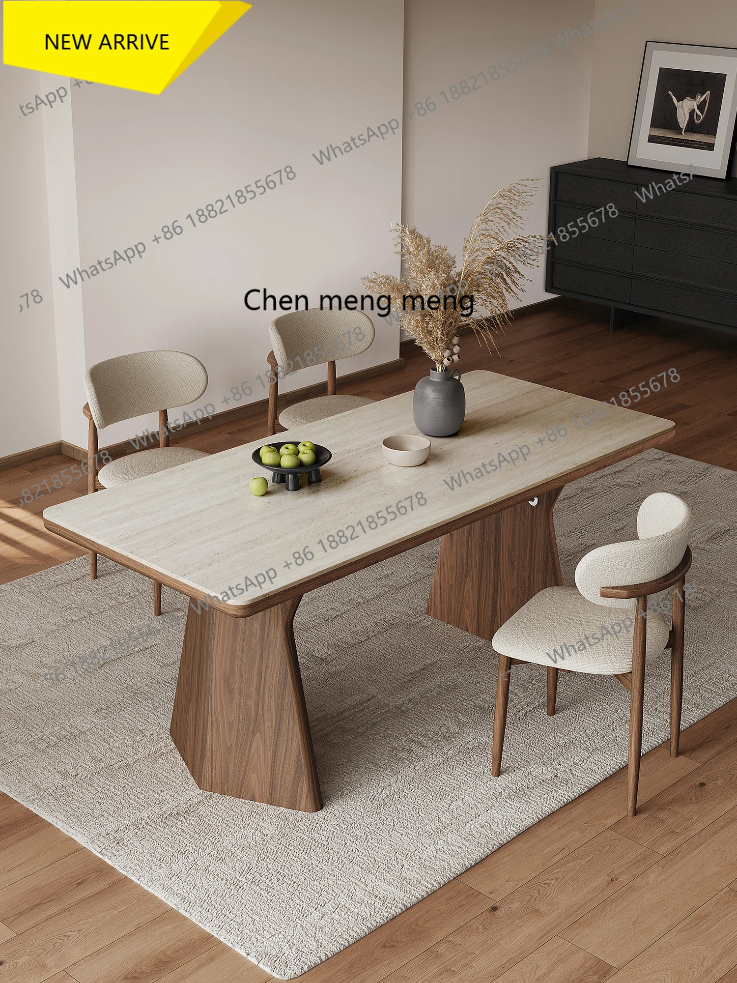 

M138 Modern Minimalist Light Luxury Home High-End Solid Wood Dining Table Walnut High-End Dining Table