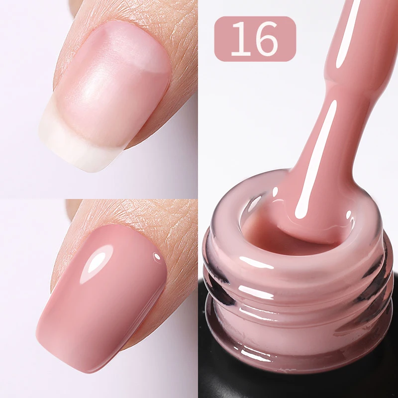 BORN PRETTY Milky Pink Gel-Nagellack auf Gummibasis, Glitzer, 15 ml, semi-permanenter Lack, Soak Off, selbstnivellierendes UV-LED-Gel