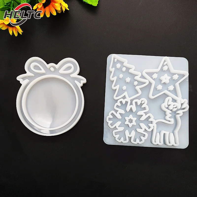 Christmas Decoration Silicone Mold DIY Christmas Tree Pendant Bow Circle Snowflake Elk House Plaster Mold Handmade Gift