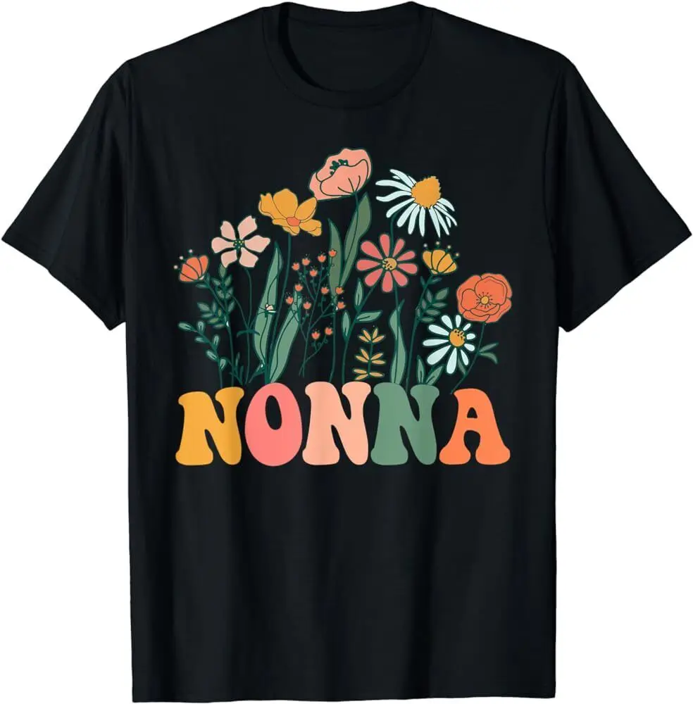 New NONNA Wildflower First Birthday Baby Shower T Shirt