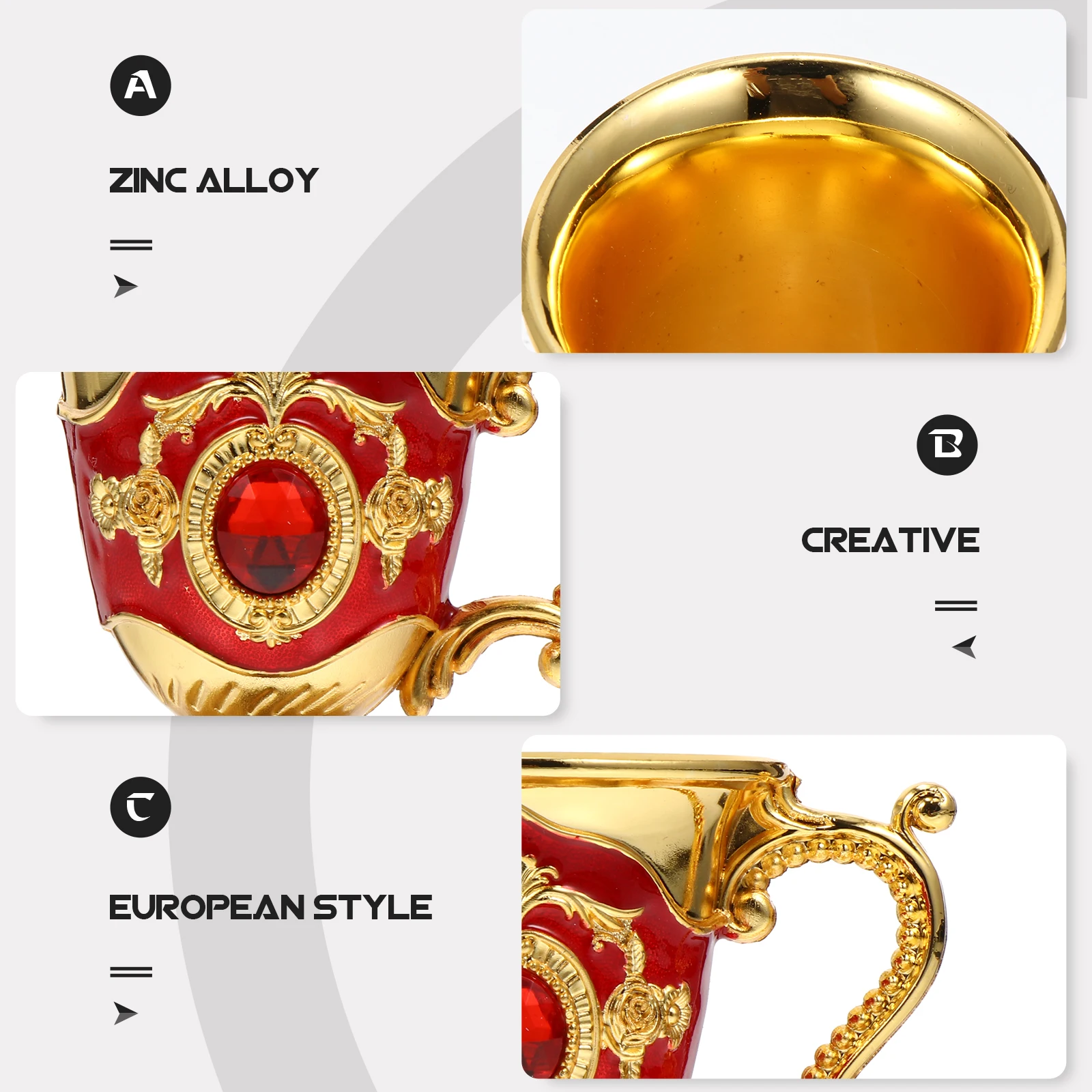 

Retro Wine European Style Creative Beverage Cup Home Bar Decorative Zinc Alloy Drinking Cup For Coffee Tea Juice Alcohol 120Ml