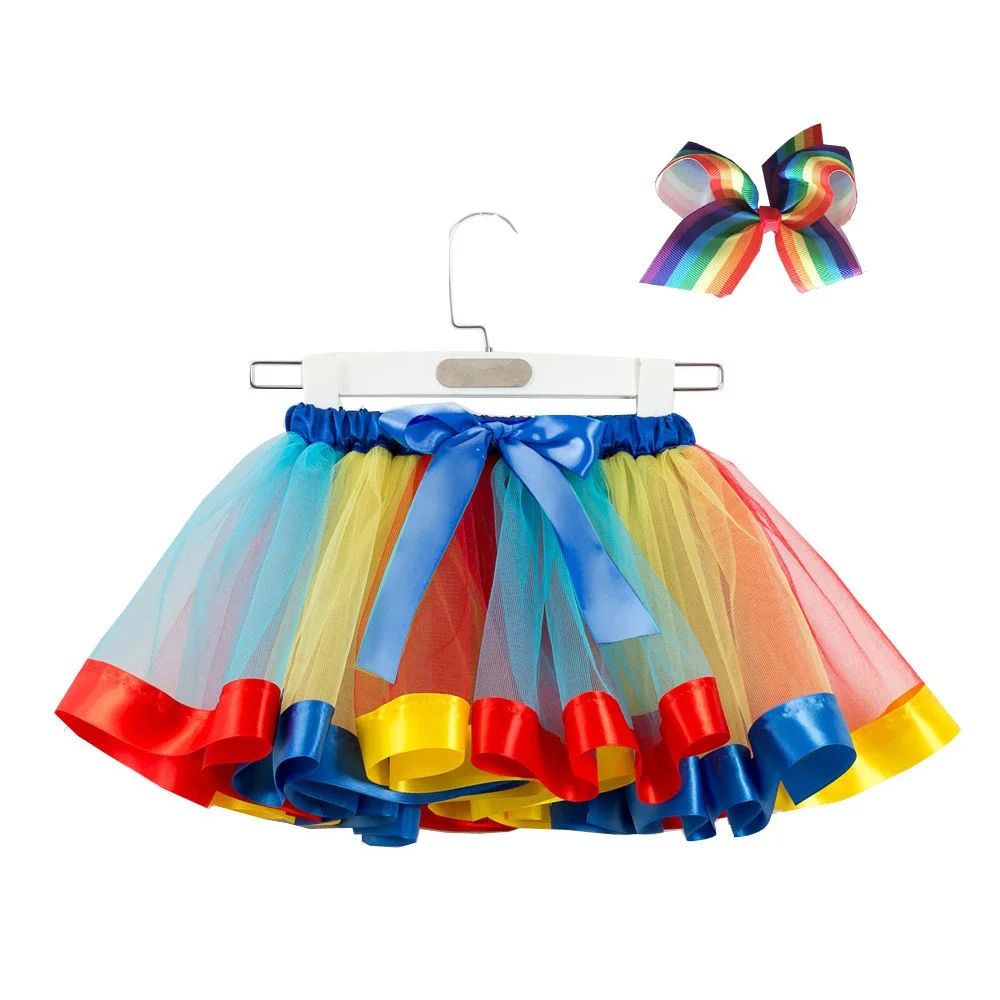 2024 New Tutu Skirt Baby Girls Clothes 12M-8Y Colorful Mini Pettiskirt Kids Party Dance Rainbow Tulle Skirts Children\'s Clothing