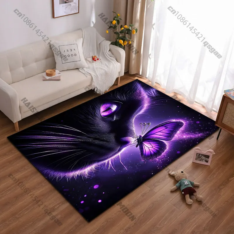 Mystical connection between cat butterfly carpet Yoga living room room decor children's crawling mat doormat area rug