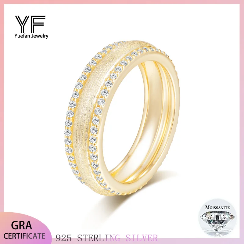 

S925 sterling silver retro brushed micro-set moissanite ladies' ring, an elegant wedding and engagement ring, Thanksgiving gift,