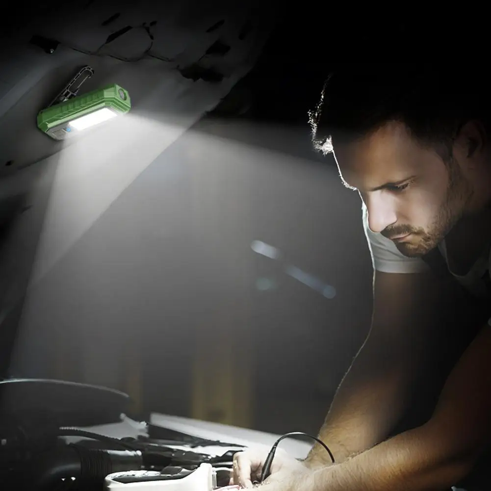 مصباح عمل LED قوي COB مقاوم للماء بقاعدة مغناطيسية 180 ° أضواء كاشفة قابلة للطي لإصلاح الطوارئ للتخييم مع خطاف #3