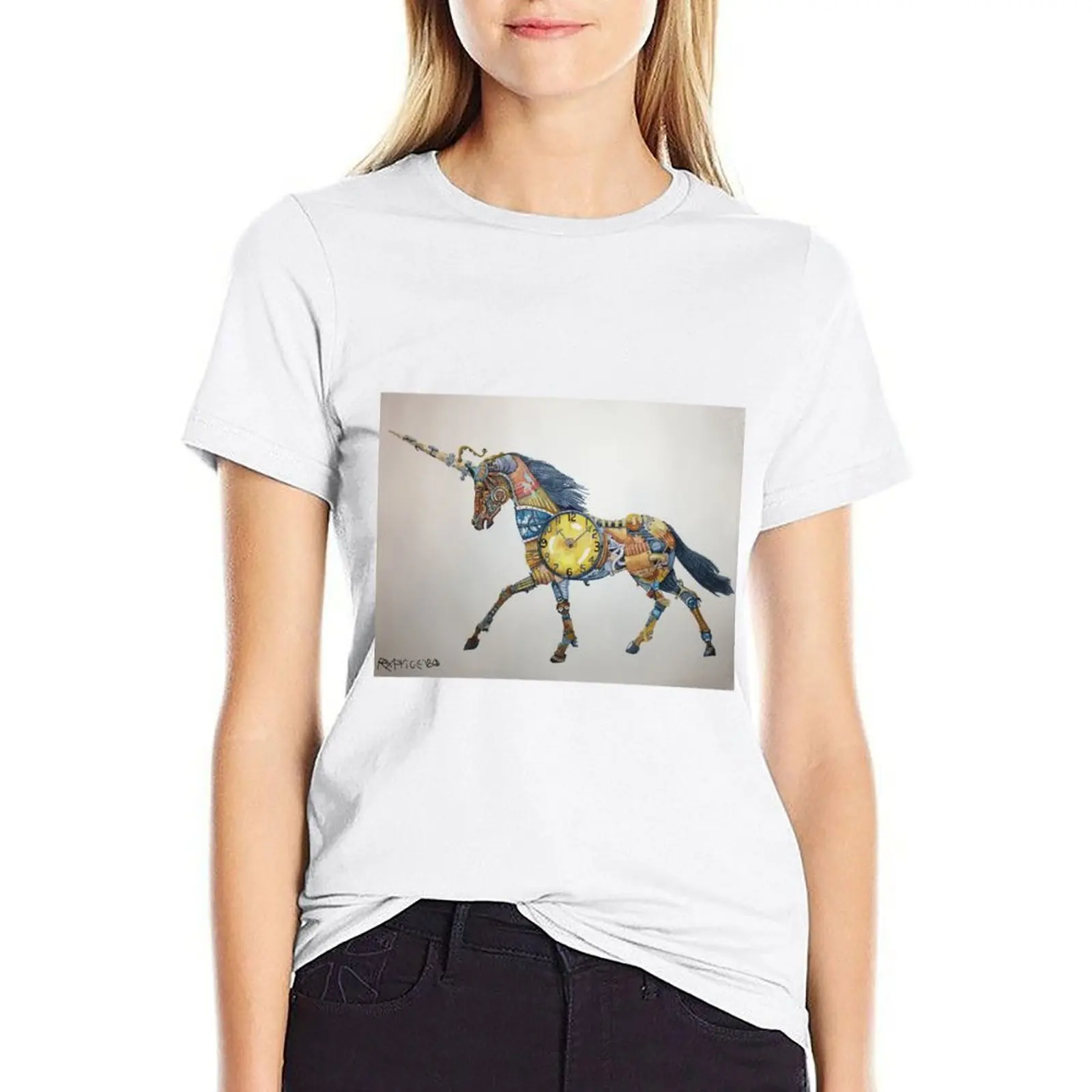 

Steampunk Horse T-shirt summer clothes Aesthetic clothing Short sleeve tee new edition t shirts for Women