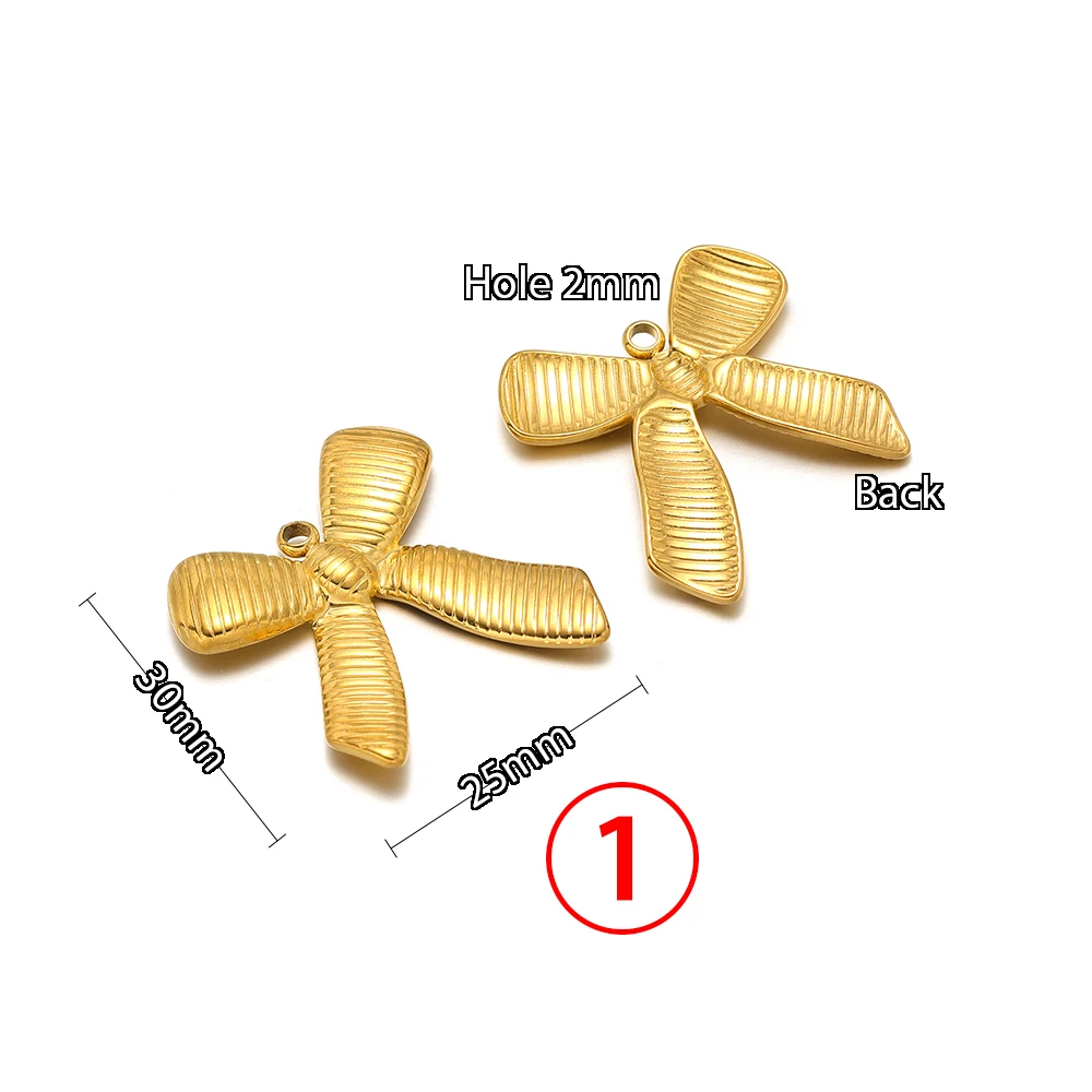 5 Stück Edelstahl-Schleifenanhänger, niedliche Mode-Sommer-Serie, schlichter Stil, Anhänger für Halsketten, Ohrringe, handgemachter DIY-Schmuck – Detail 3