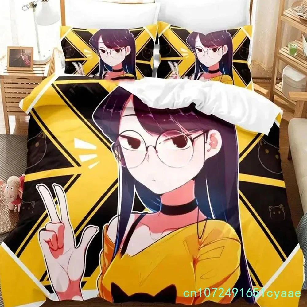 Anime Komi Can't Communicate Bedding Set Bedroom Soft Modern Bedspreads Comefortable Kids Duvet Cover Quilt Cover And Pillowcase