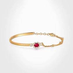 Classic Ruby Half Chain Charm Bracelet Party Wedding Jewelry New In Oval Pendant Irregular  Light luxury Bangles for Women Gift