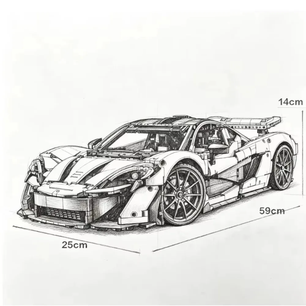 3696-piece supercar building block set 1:8 scale MOC urban racing car model assembly toy for boys and adults