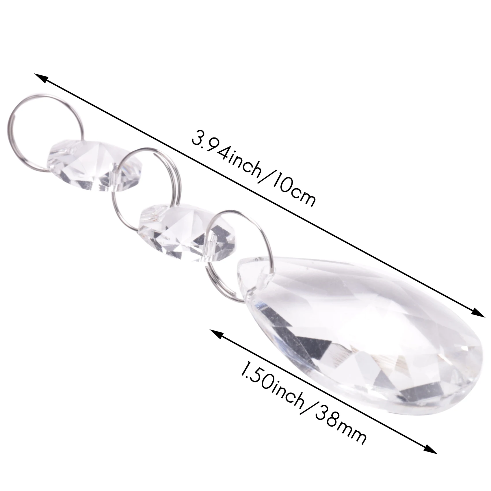 Abjs 20 peças de cristais de lustre, pingentes de lustre de cristal em forma de lágrima transparente, contas de peças, cristais pendurados para lustres (38mm, pulga