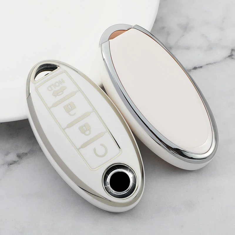Car Key Case Cover for Nissan Leaf Micra Qashqai J11 J10 X Trail T32 Versa Note Patrol 3 4 5 Buttons Key Fob Protector Keychain