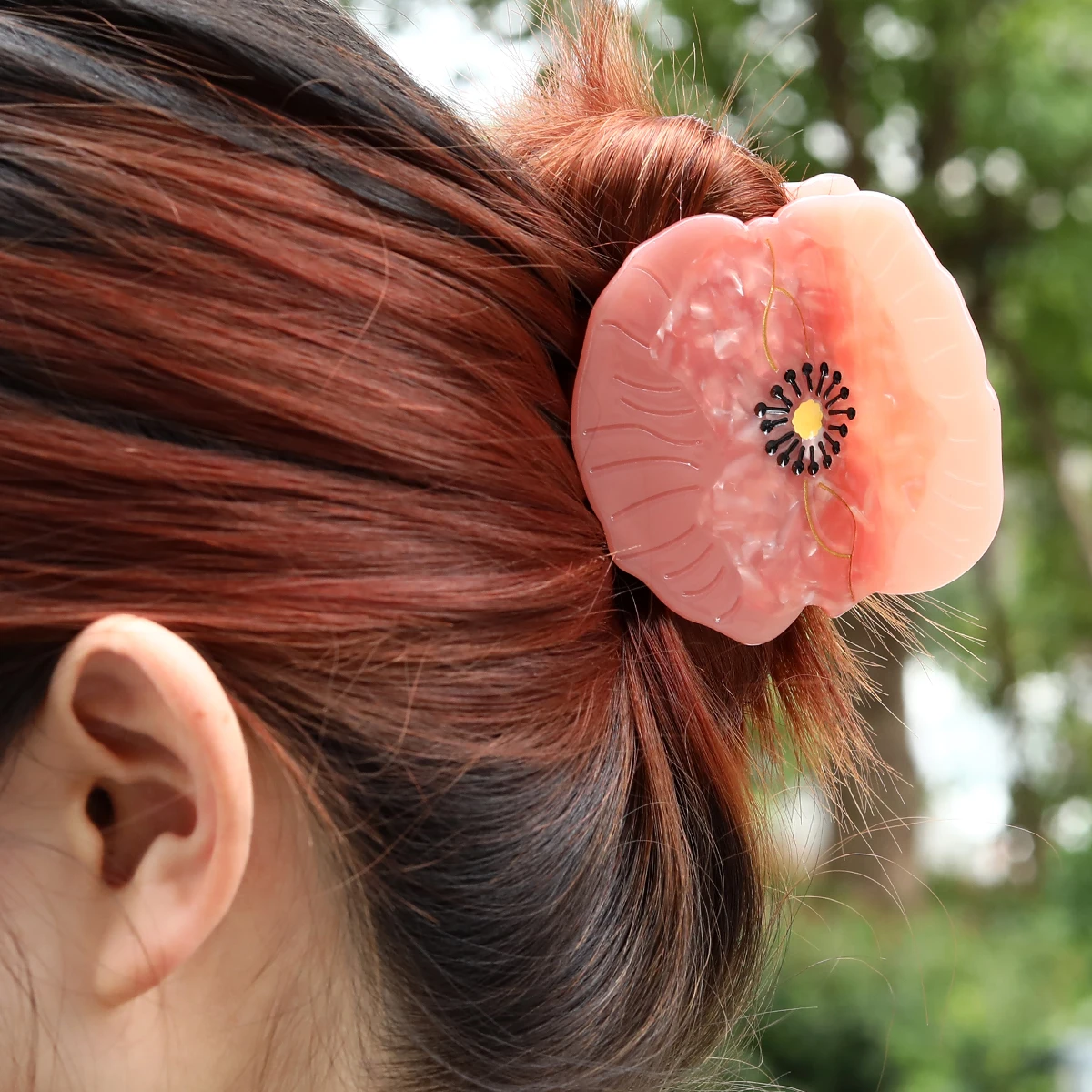 

1 piece personalised red nudy purple poppy flower hair claw clip