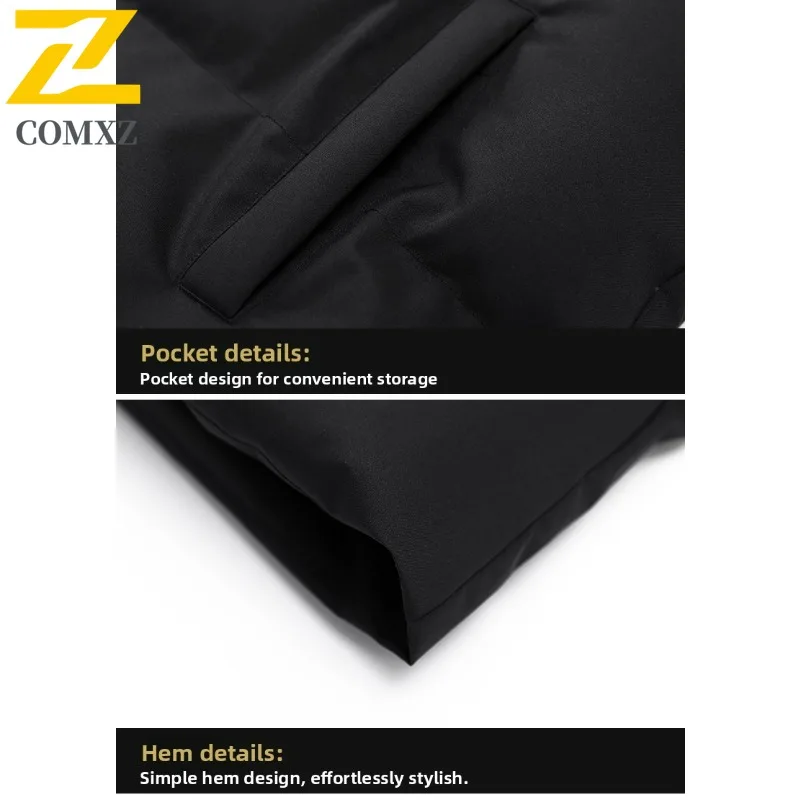 COMXZ سترة مبطنة سميكة الوقوف طوق دافئ يندبروف الشارع السفر الشتاء الحشو ثلجي مريح باركر معطف ملابس للرجال