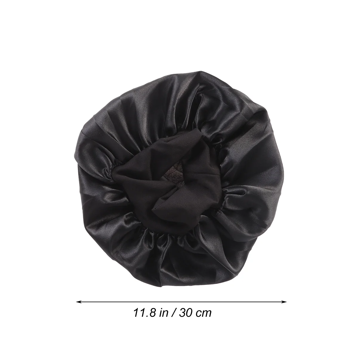 56-58cm Wide Side High Resilience Long Hair Bonnet Sleeping Size M (Black) wide side sleeping cap black