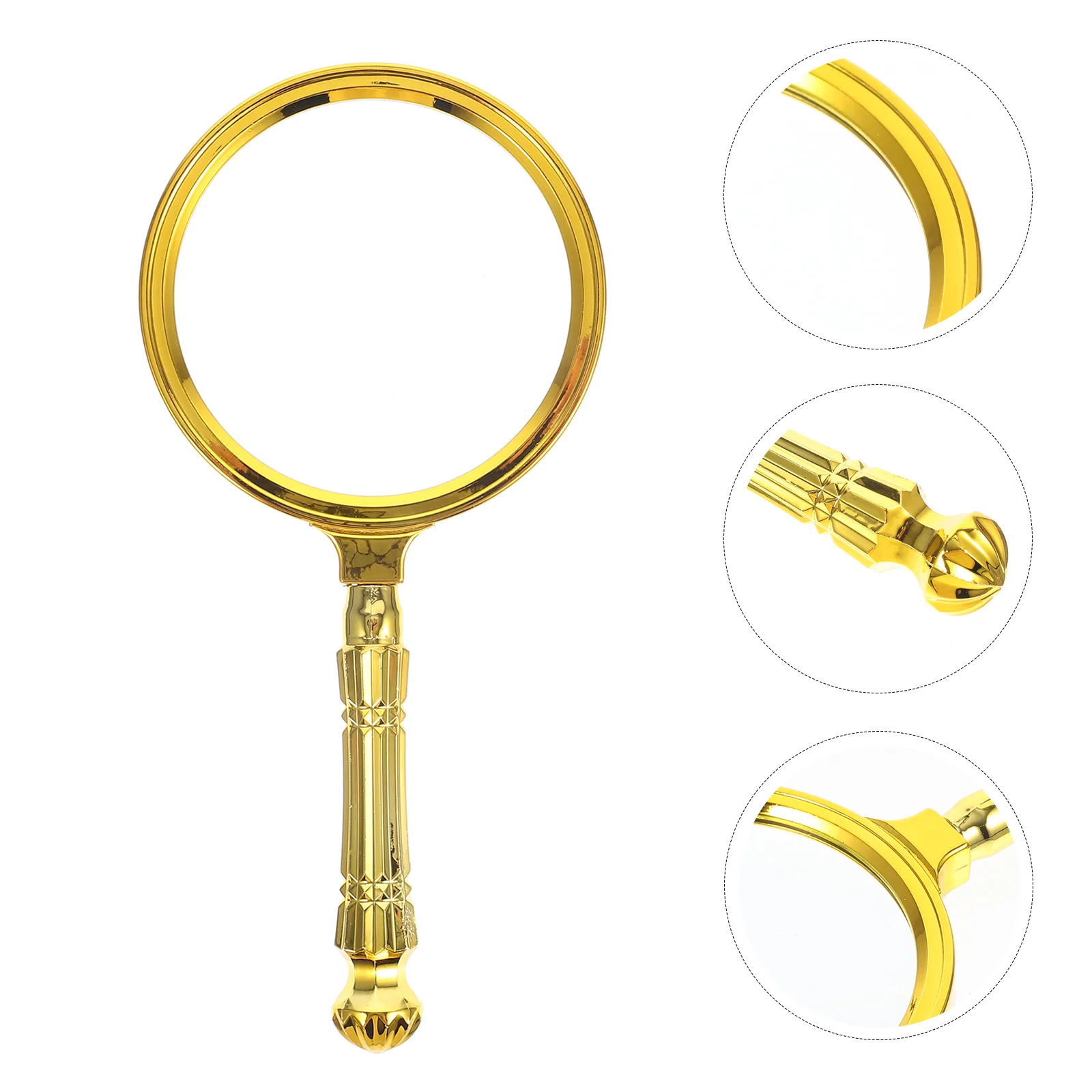 

Gold Plated Magnifying Glass Reading Magnifier Exploration Handheld Small Handle Household with Elderly Magnifiers