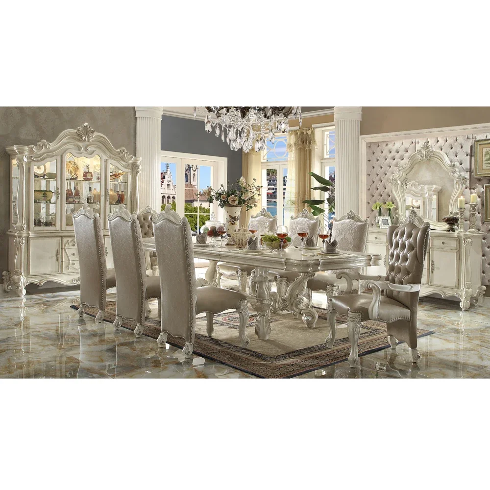 Hot Sale New Design Wrought Iron Modern Dining Room Furniture Set Glass Dinning Table Sets