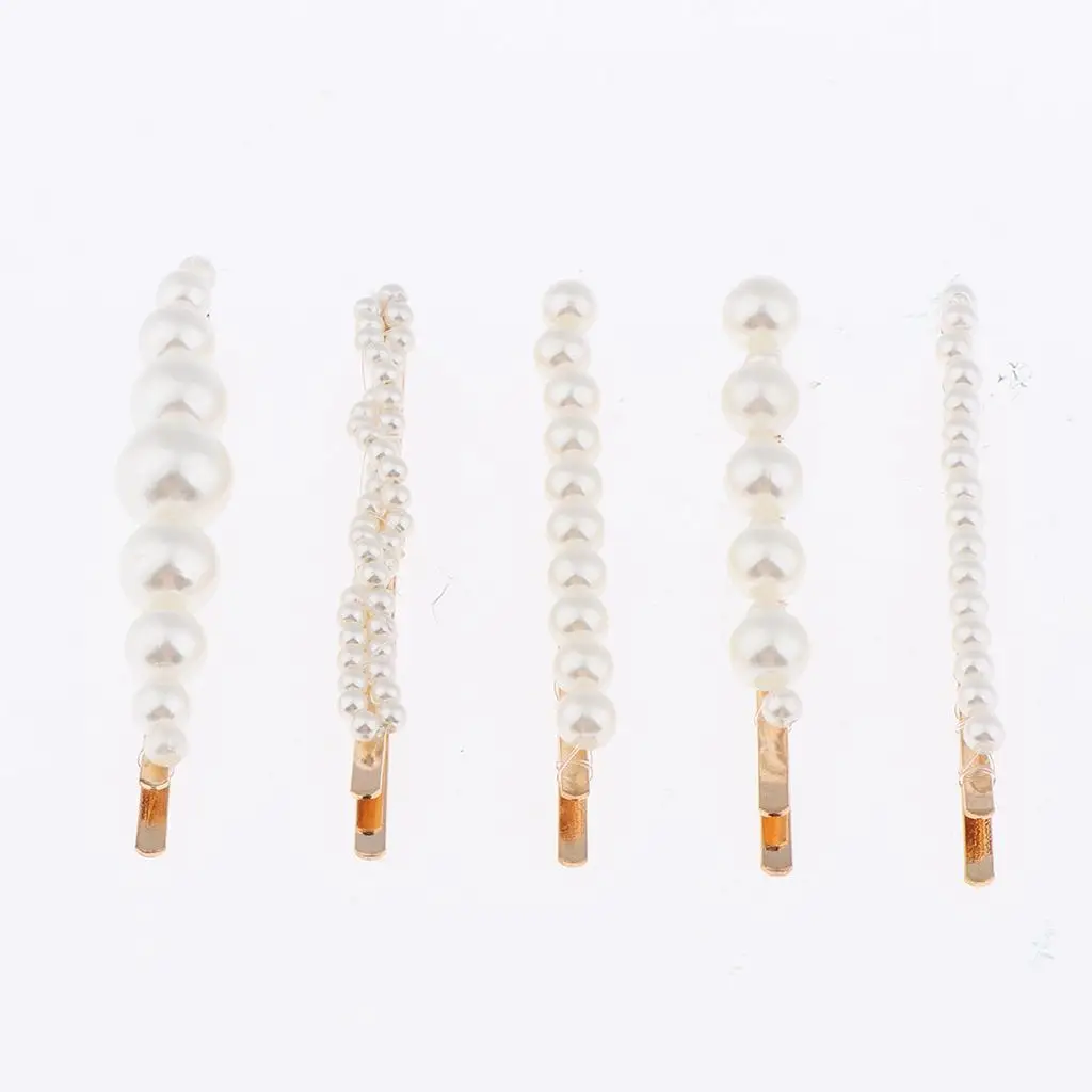 Womens Hair Clip Pins Pearl Bride Headwear Slide Clips Clamps