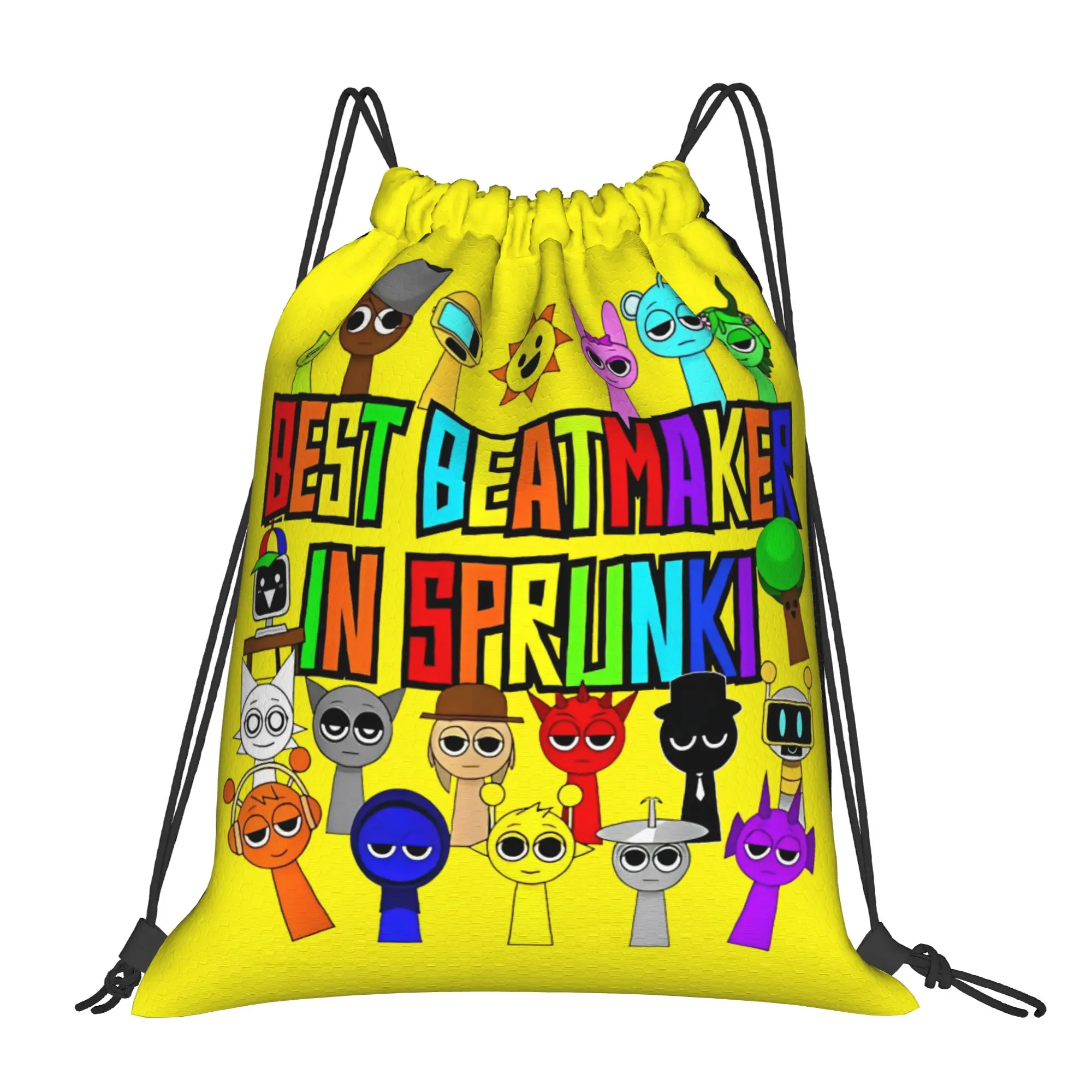 Sprunki Backpack Drawstring Basketball Bags Gym Bag Water Resistant Game String Sackpack for Yoga 36cm (W) x 43cm (H)