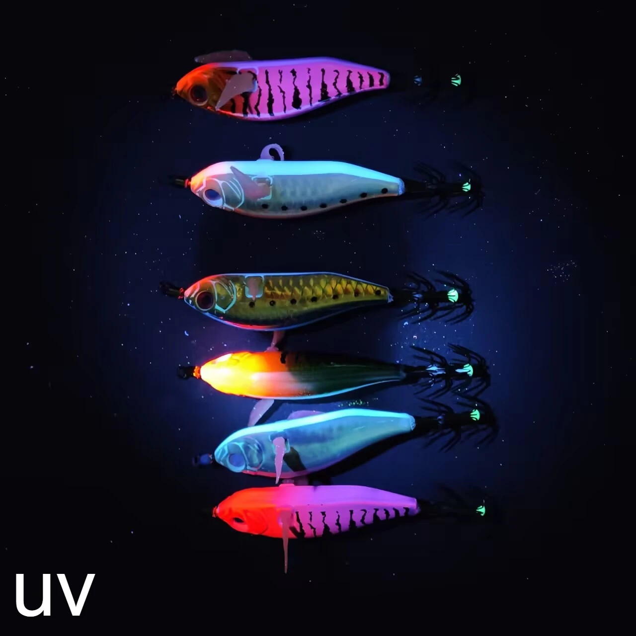 1pc Laser Squid Jig Egi 8cm Luminous Shrimp Fishing Lure UV Glow Cuttlefish Octopus Artificial Hard Bait for Sea Fishing Tackle view 3