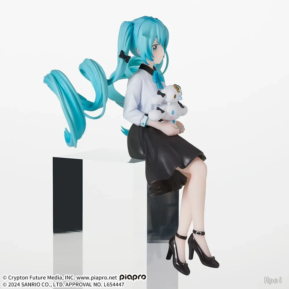 Figura de 14 cm de Hatsune Miku con Orejas Grandes de Perro y Tapón para Botella de Leche, Modelo Periférico, Decoración, Regalo para Niños