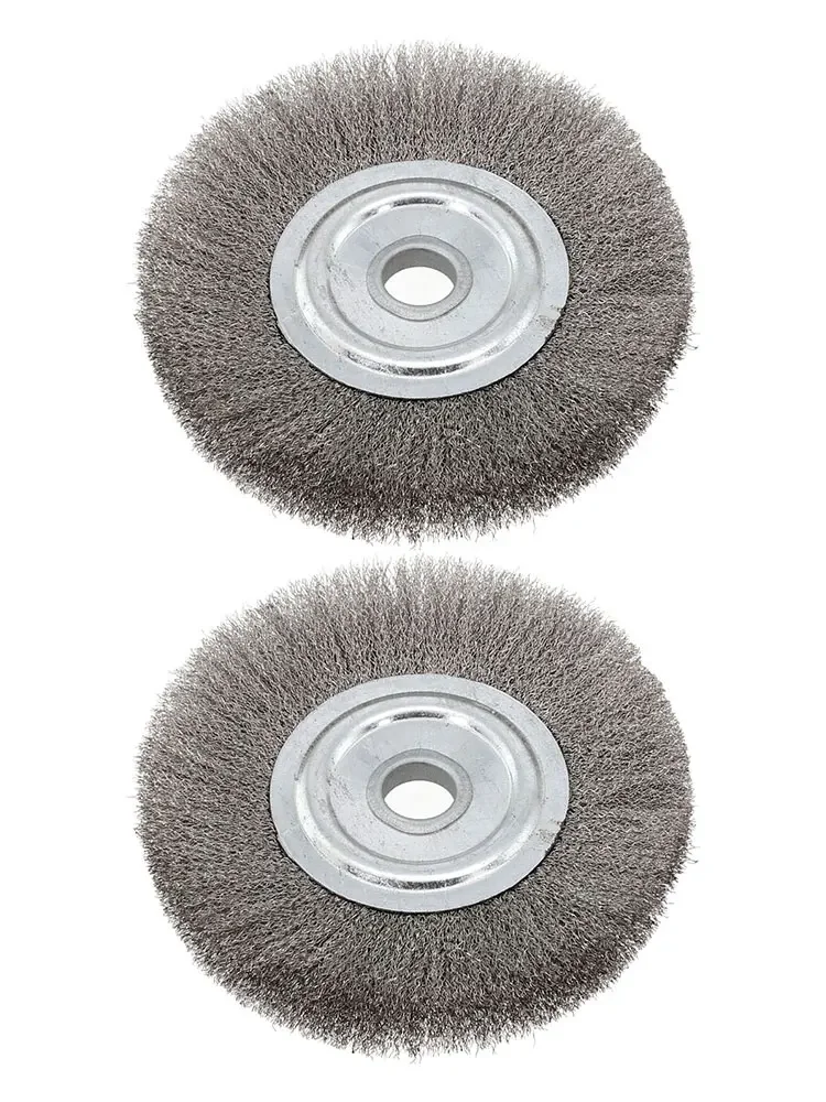 5 Inch Crimped Wire Brush Stainless Steel Bench Grinder Tool with 16mm Hole Effective for Polishing and Cleaning