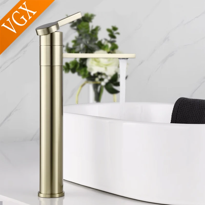 VGX Bathroom Faucets High Basin Mixer Sink Tall Faucet Gourmet Washbasin Taps Water Tap Hot Cold 360° Tapware Crane Brass Black