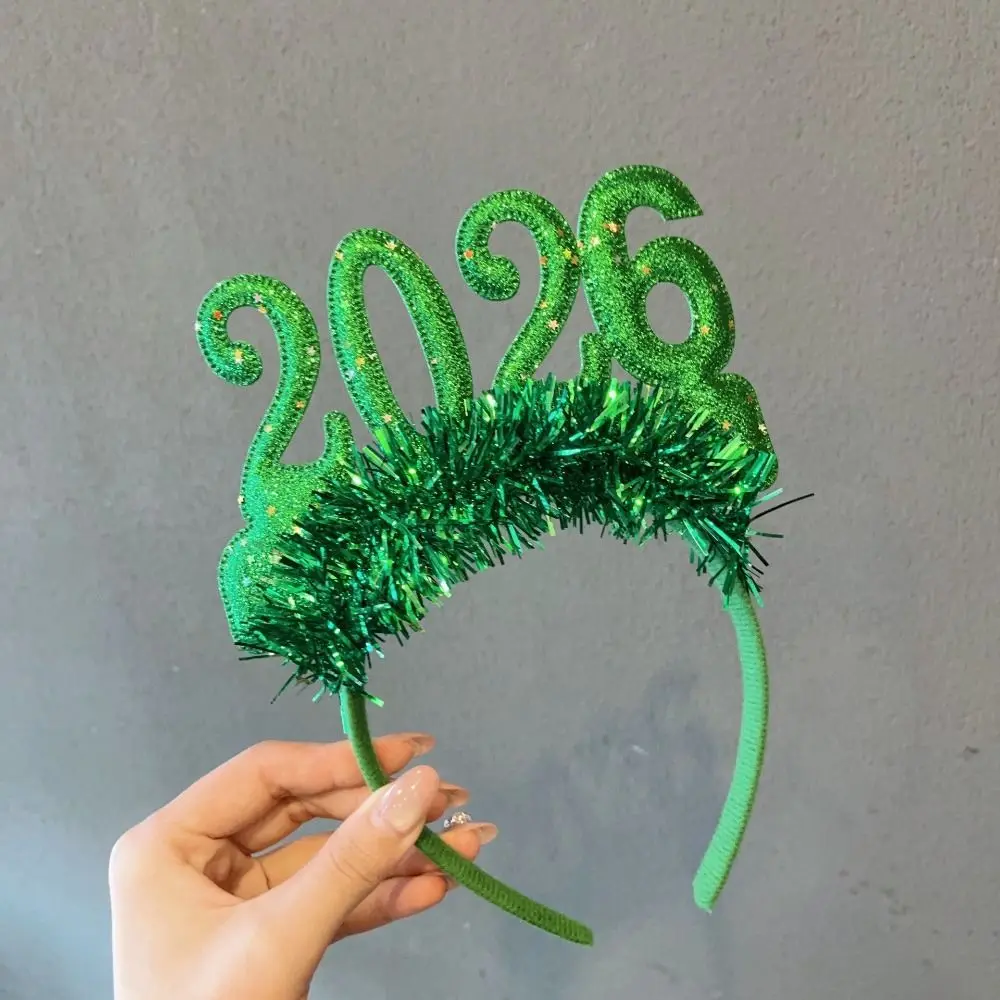 الترتر 2026 سنة جديدة سعيدة عقال لطيف الإبداعية السنة الجديدة الزخرفية غطاء الرأس الملونة أغطية الرأس بريق الشعر هوب