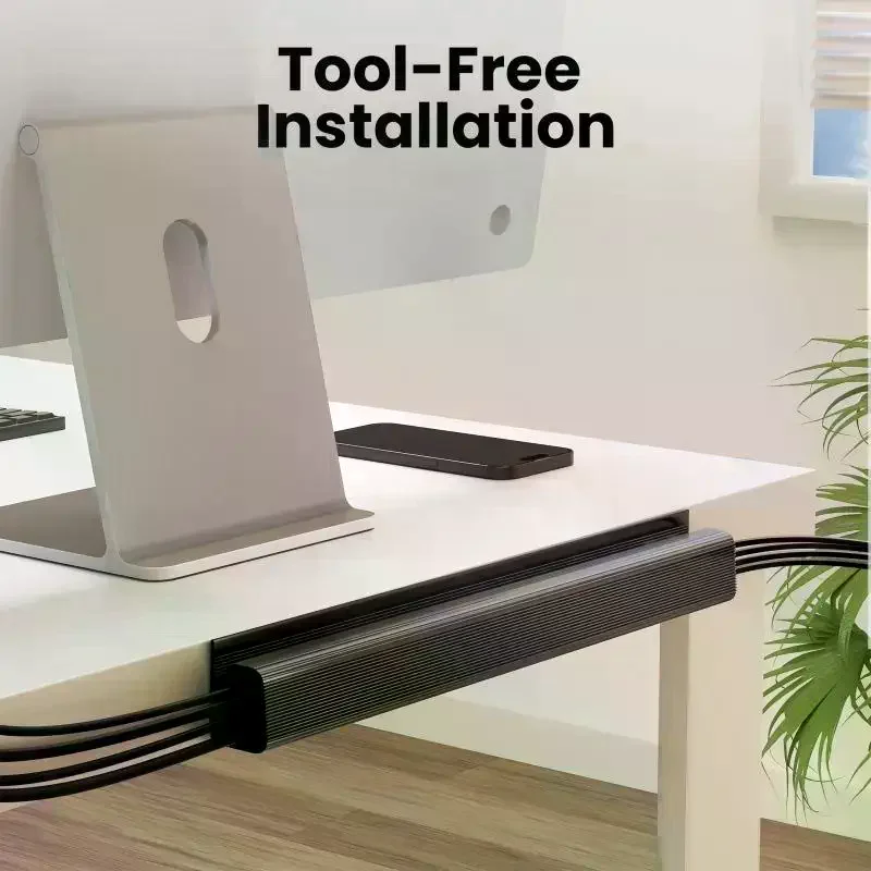 40cm PVC Desk Cable Tray Cable Management Under Desk Channel Cable Raceway Cord Hider No Drilling For Home Office Wire Organizer