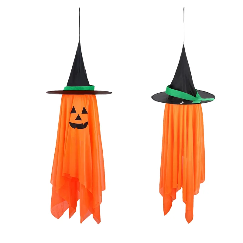 Halloween Decorations Orange Pumpkin Wizard Hat Halloween Decor Hanging Pumpkin Ornaments for Home Indoor Outdoor