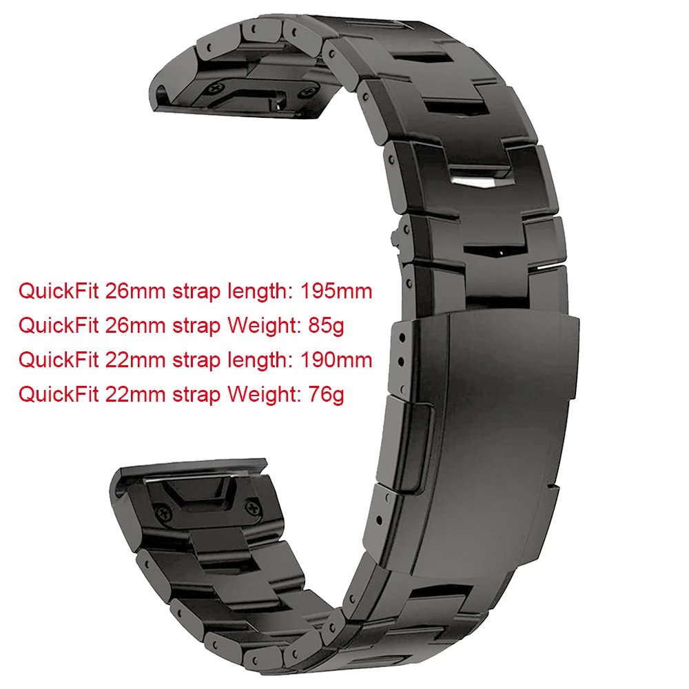 Titanium Watch Band QuickFit 26mm For Garmin Fenix 7X 7 6 6X Pro