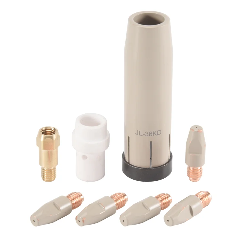 ABJI-8Pcs 36KD Coating Protection Nozzle 0.8Mm MIG Torch Gas Nozzle Tip Holder Of 36KD MIGMAG Welding Torch