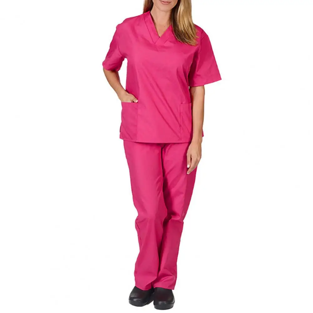 Nurse Uniform Medical Suit V-neck Salon Spa Pet Grooming Institution Work Clothes Short Sleeve Tops Pants Nursing Scrub Uniform