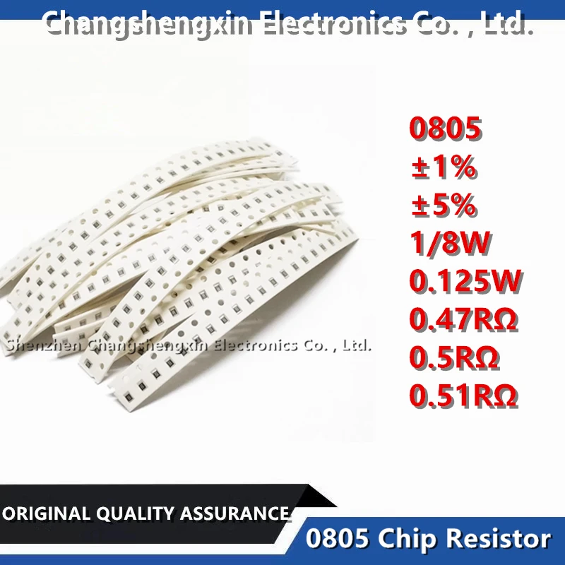 0805 SMT 칩 저항기 공차 ± 1% ± 5% 저항 0.47RΩ 0.5RΩ 0.51RΩ 옴, 50 개