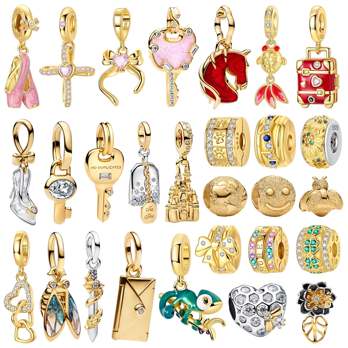 

Новинка 2026 года: Подвеска-бабочка, сердце, ключ, сова из стерлингового серебра 925 пробы с золотым покрытием, бусина для женских браслетов, ожерелий, ювелирных украшений, подарков (DIY)