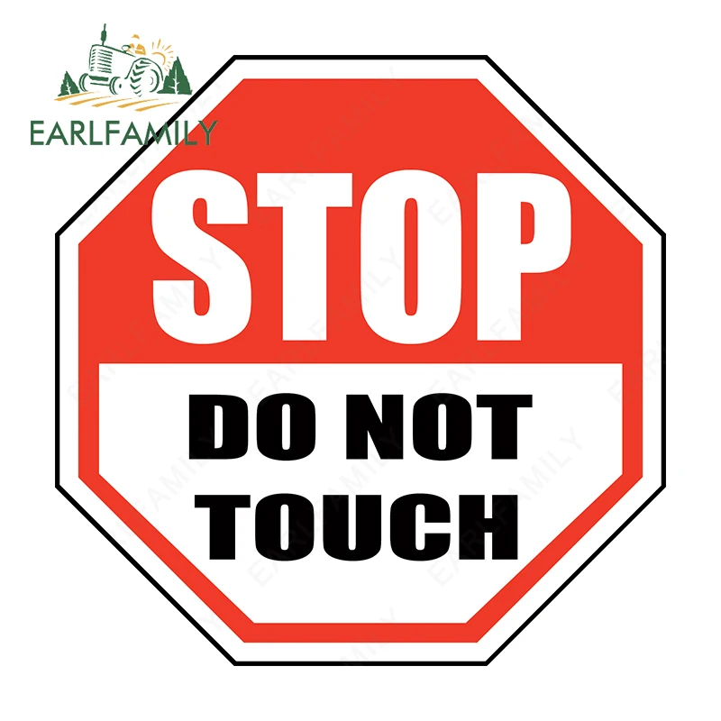 

EARLFAMILY стоп-предупреждение, наклейка на автомобиль, красный знак, не прикасайтесь к моей окне автомобиля, наклейка на багажник, водонепроницаемый ящик для инструментов, автомобильные аксессуары