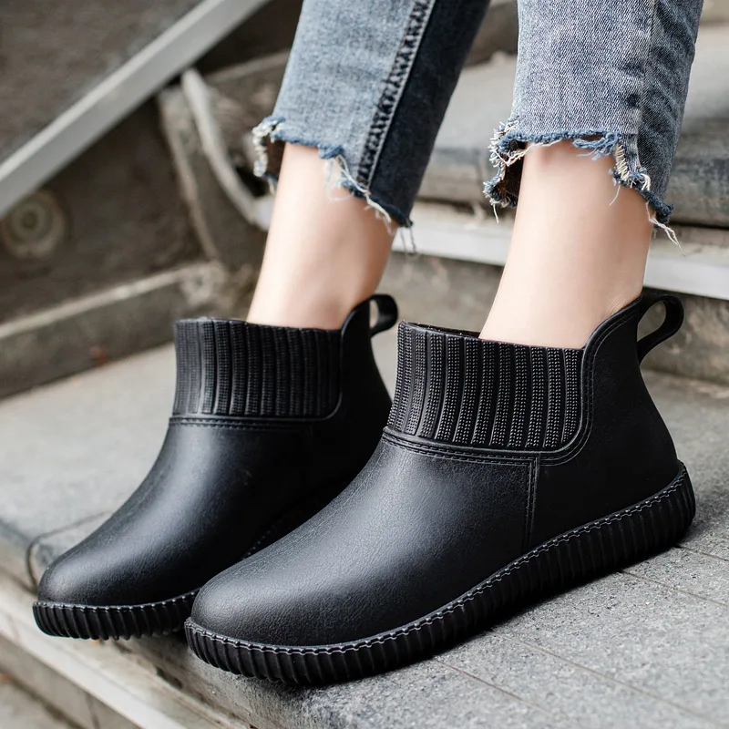 Japanese Rain Shoes Women Summer Low-top Waterproof shoe Integrated Forming Non-slip Work Rubber Shoes Fashion Women Rain shoes