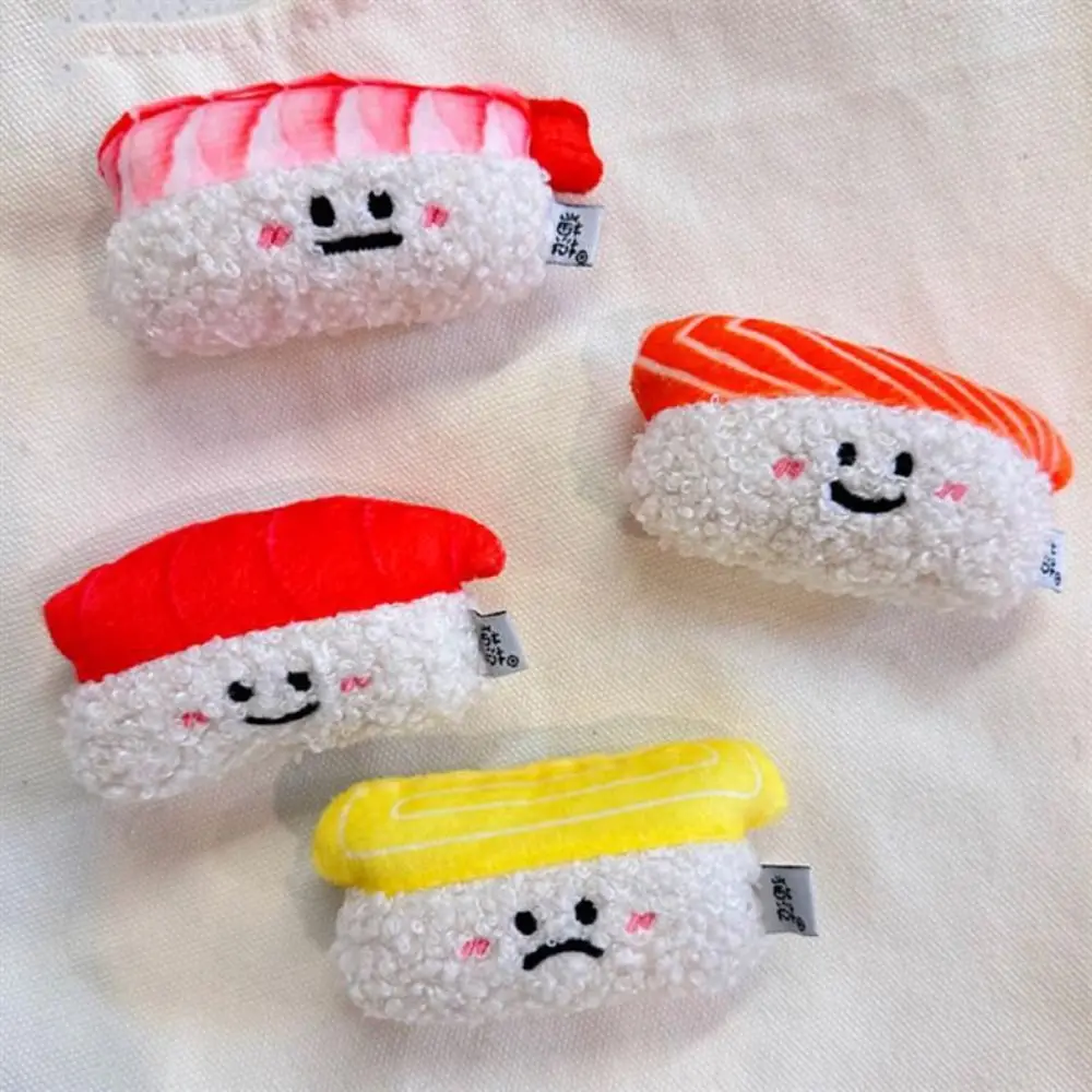 Mini Salmon Sushi Plush Doll Keychain Key Buckle Expression Plush Doll Toy Backpack Charms Plush Children