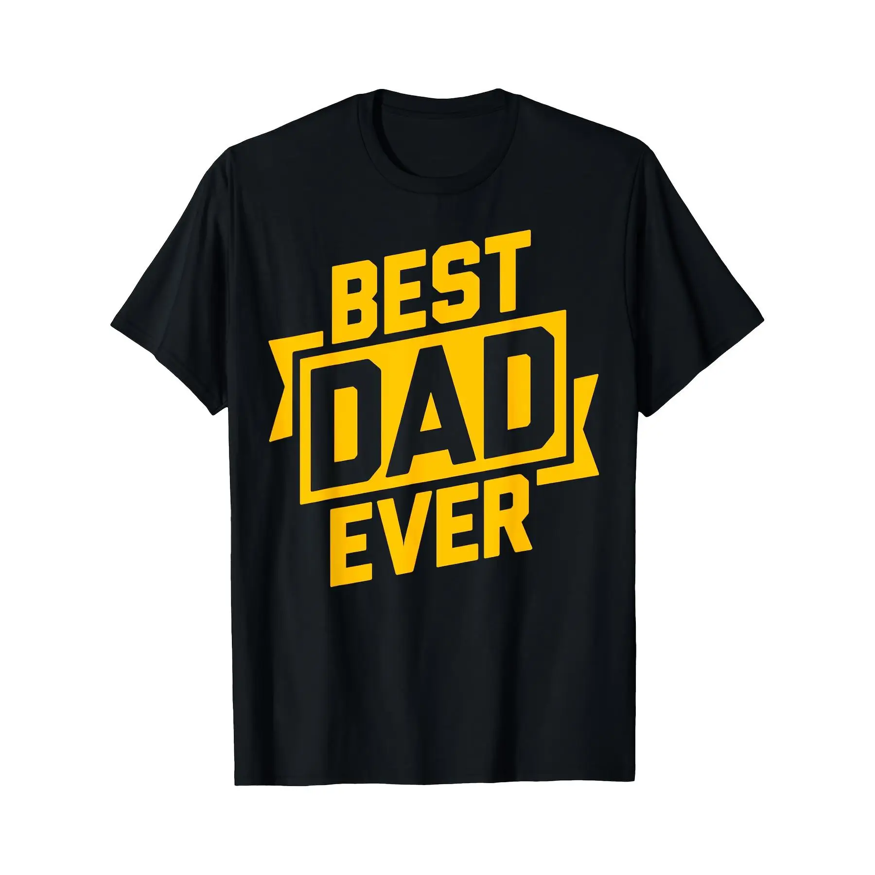 

Best Dad Ever T-Shirt - 100% Cotton, Short Sleeve,Round Neck,Anti-Wrinkle, Black with Yellow Print,Casual and Comfortable Father
