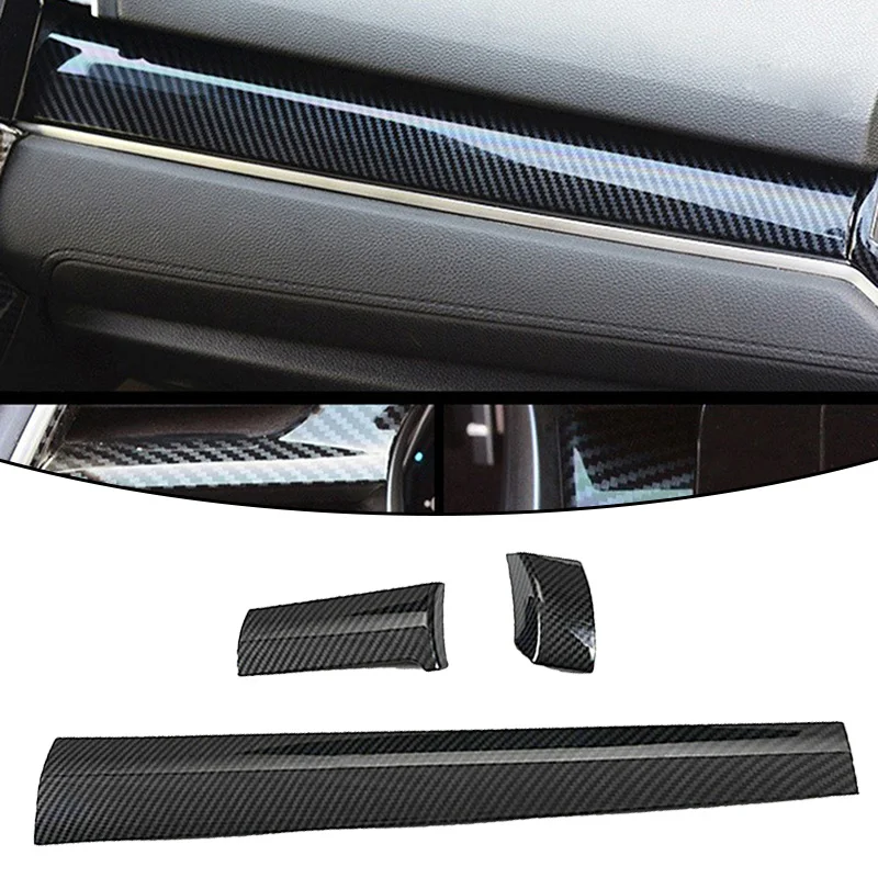 

3Pcs Car Interior Dashboard Panel Cover Trim Mouldings Accessories Parts For Honda Civic 10th Gen 2016-2021 for Left Hand Drive