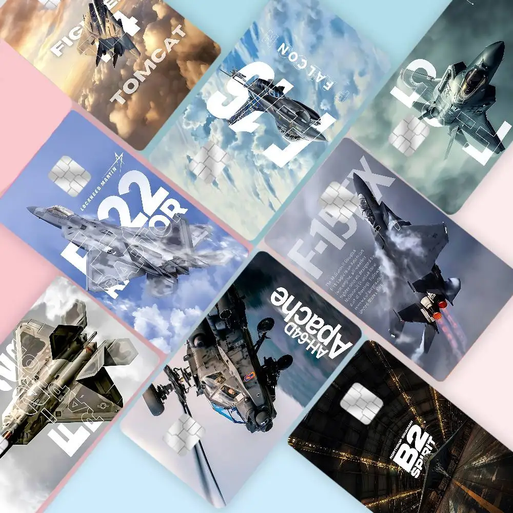 الأمريكية المقاتلة A10 F22 F14 F15 F16 أباتشي موضة ماتي الذهب الفضة الأسود ماتي فيلم الجلد ملصق الشريط لبطاقة الخصم البنك