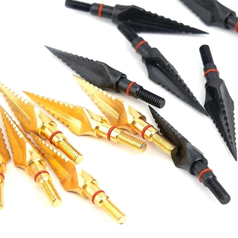 6pcs 125Grains Archery Carbon Steel Arrowheads Arrow Points Hunting Broadhead Sawtooth Arrow Head  Shooting Accessories