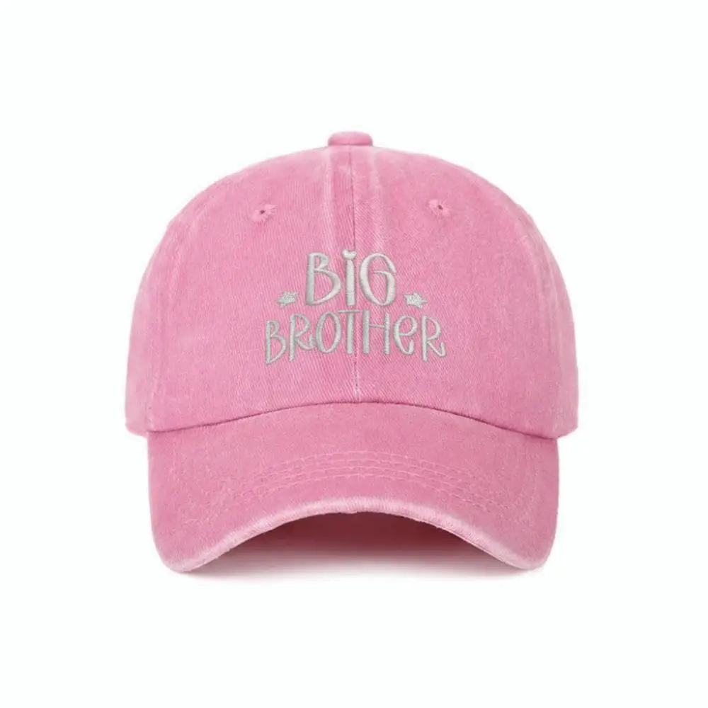 Fashion Washed Cotton Big Brother Big Sister Caps Adjustable Breathable Dad Hat Vintage Embroidery Baseball Cap Gifts