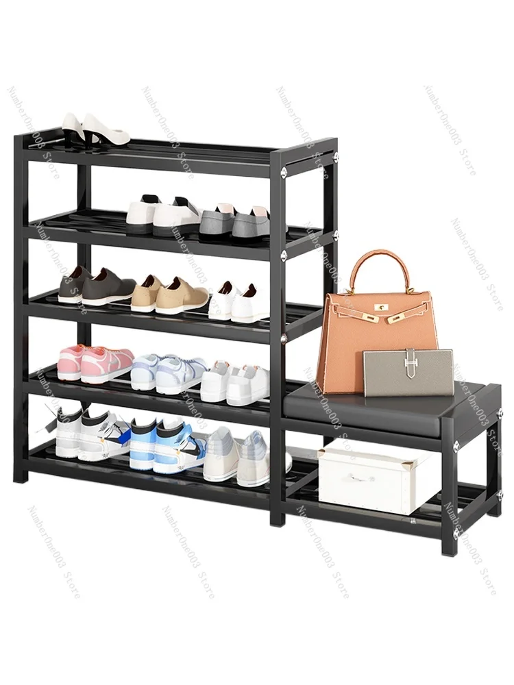 Stainless steel simple shoe rack new home indoor door can sit shoe change stool outside the door corridor shoe cabinet