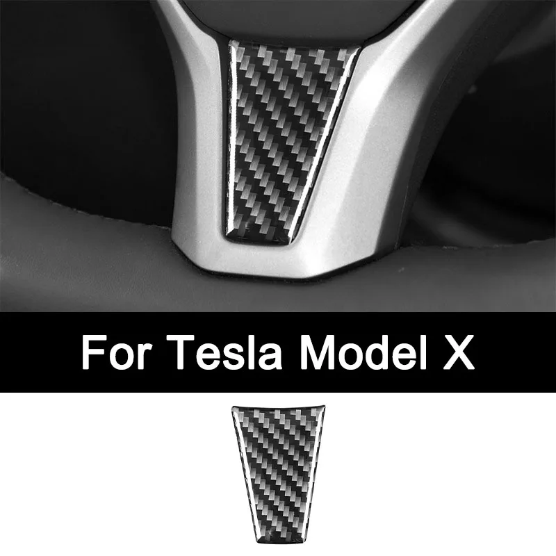 

For Tesla Model X, Premium Carbon Fiber Car Steering Wheel Subscript Sticker Interior Modification Accessories Luxury Upgrade