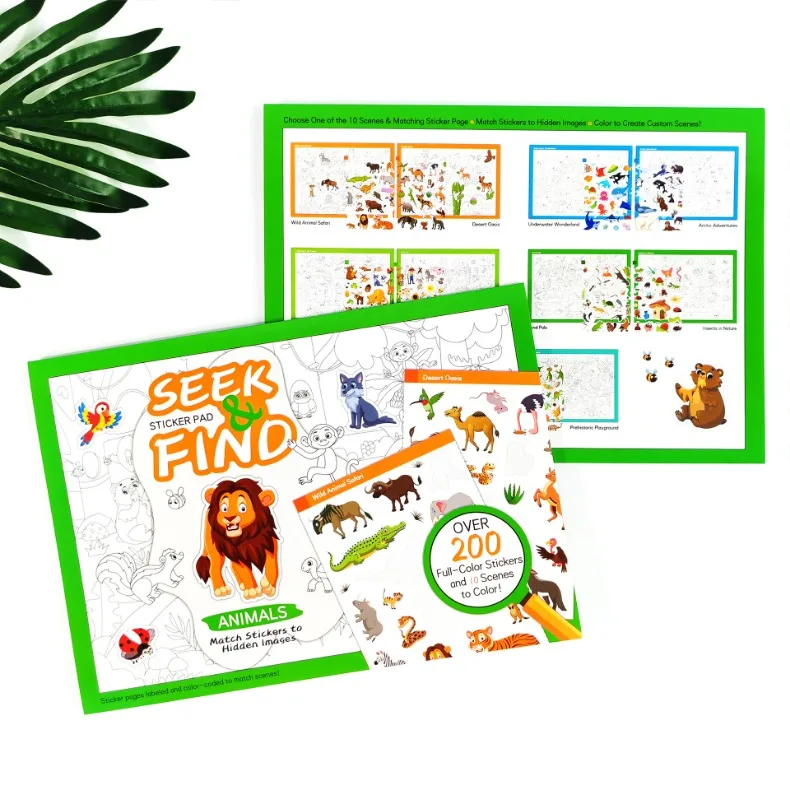 Fun Sticker Book, Search and Find Sticker Book Fun DIY Toy Book for Children Aged 3-10 Looking for Animal Parent-Child Interacti