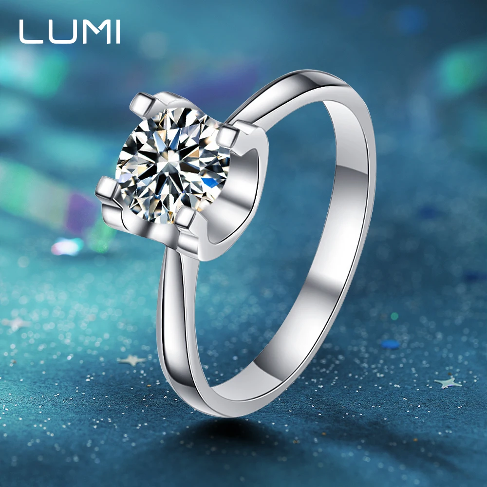 

Luxury 0.5-3CT VVS1 Moissanite Diamond Ring for Women U-shaped ring, Wedding Promise Band 100% 925 Silver GRA Certified