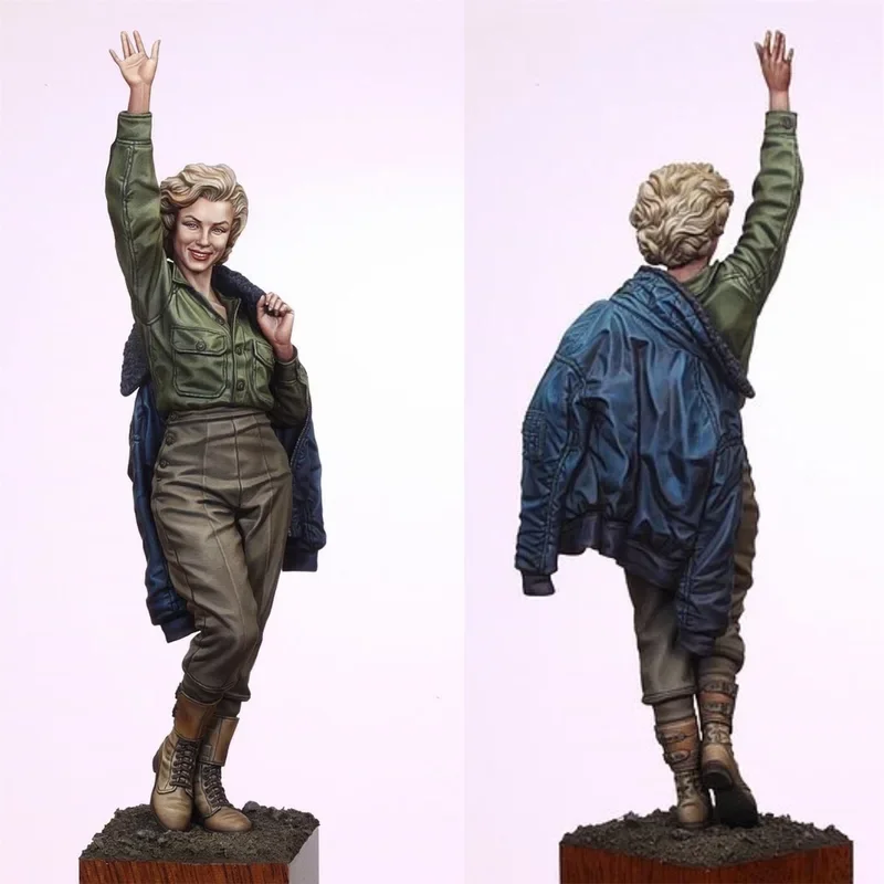 1/16 Resin Marilyn Monroe Model - White Mold, Military Theme, Unassembled & Unpainted Kit