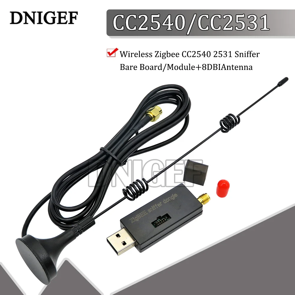 Wireless Zigbee CC2540 2531 Sniffer Bare Board Packet Protocol Analyzer USB Interface Dongle Capture Packet Module+8DBIAntenna